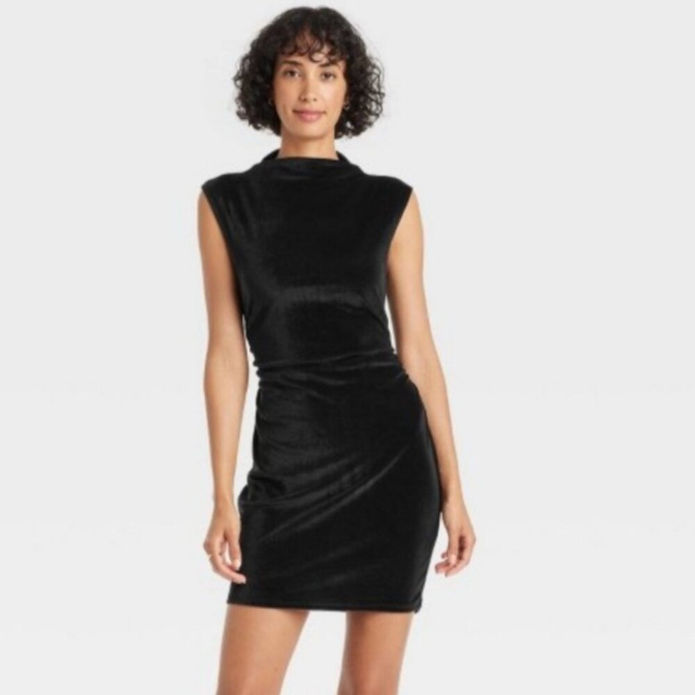a new day Black Velvet Mini Dress